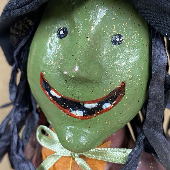 Green Witch Statue Figurine Jack O Lantern Pumpkin Halloween Decor - READ - Picture 6 of 13